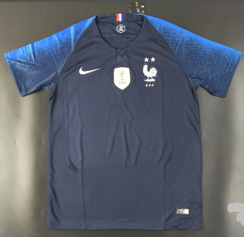 with New FIFA World Champions 2018 Fans Version France Home Soccer Jersey with 2 Stars