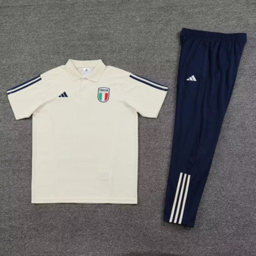 2023-2024 Italy Yellow Soccer Polo and Pants
