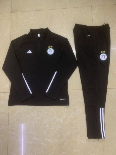 2023-2024 Algeria Black Soccer Training Sweater and Pants