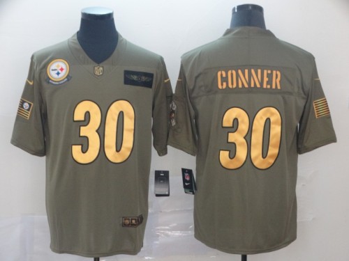 Pittsburgh Steelers 30 James Conner 2019 Olive Gold Salute To Service Limited Jersey