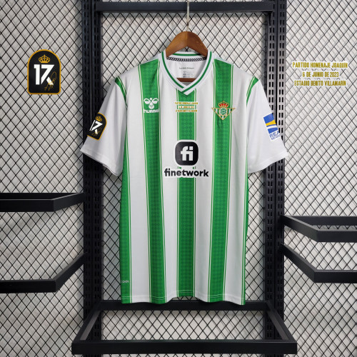 with Front Lettering+Sleeve Patch Fan Version 2022-2023 Real Betis Home Soccer Jersey Betis Camisetas de Futbol