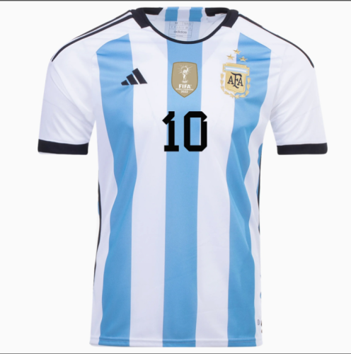 with 3 Stars+World Champion Gold Medal Fans Version 2022 World Cup Argentina Home Soccer Jersey