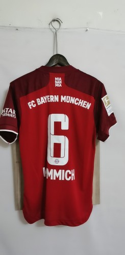 with Bundesliga+Front Patch Player Version 2021-2022 Bayern Munich KIMMICH 6 Home Soccer Jersey
