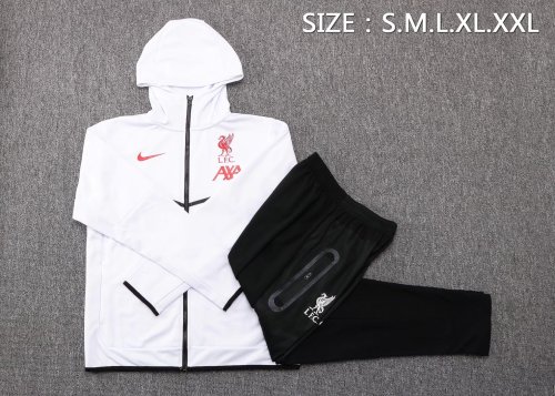 2022-2023 Liverpool White Soccer Hoodie and Long Pants