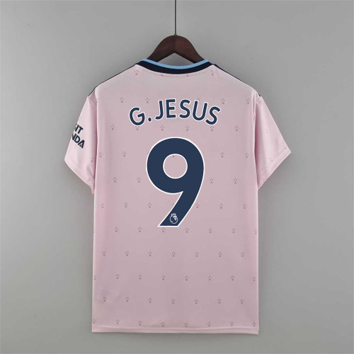 Fans Version 2022-2023 Arsenal 9 G.JESUS 3rd Away Pink Soccer Jersey