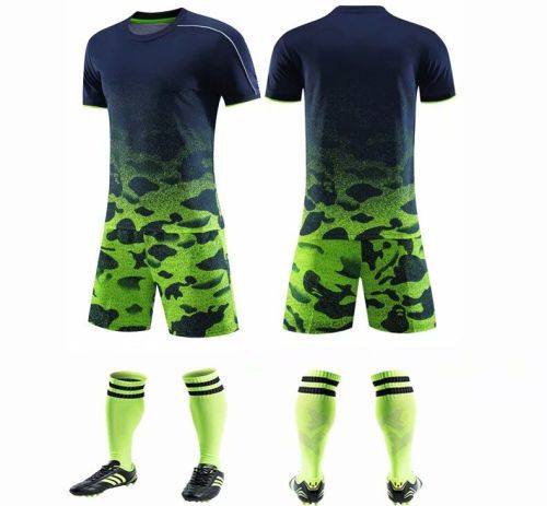 Green Adult Uniform Soccer Training Suit Jersey and Shorts