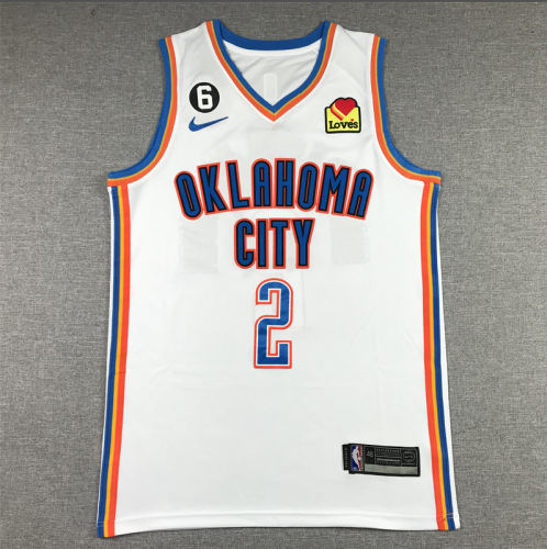 New Oklahoma City Thunder GILGEOUS-ALEXANDER 2 White NBA Jersey Basketball Shirt