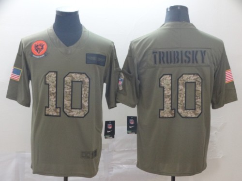 Chicago Bears 10 Mitchell Trubisky 2019 Olive Camo Salute To Service Limited Jersey