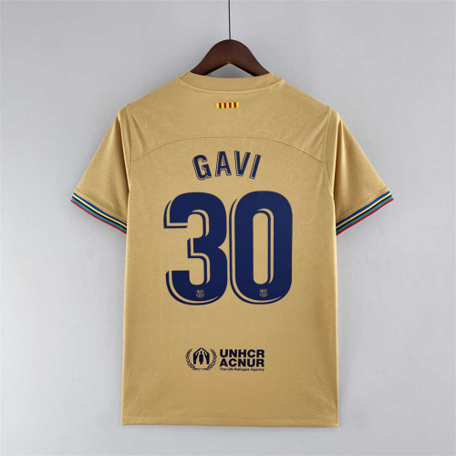 Fans Version 2022-2023 Barcelona GAVI 30 Away Soccer Jersey
