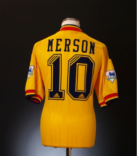 Retro Jersey 1993-1994 Arsenal 10 MERSON Away Yellow Soccer Jersey