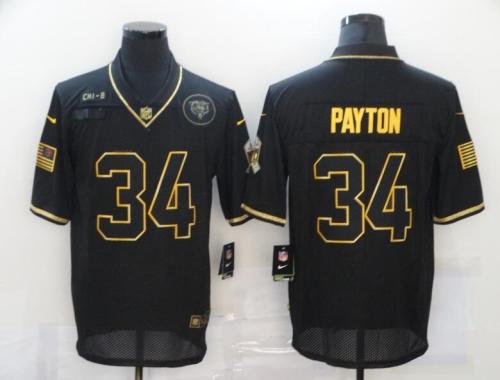 Bears 34 Walter Payton Black Gold 2020 Salute To Service Limited Jersey