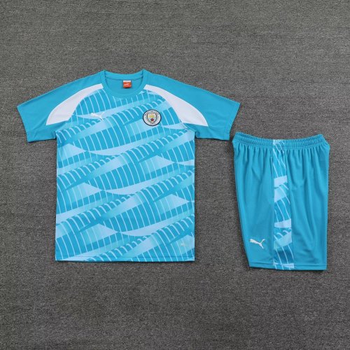 Adult Uniform 2023-2024 Manchester City Blue Soccer Training Jersey Shorts
