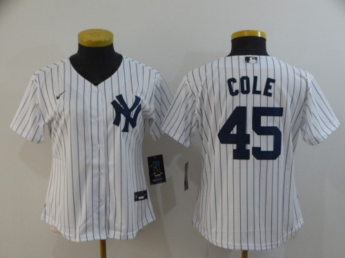 Women New York Yankees 45 COLE White 2020 Cool Base Jersey