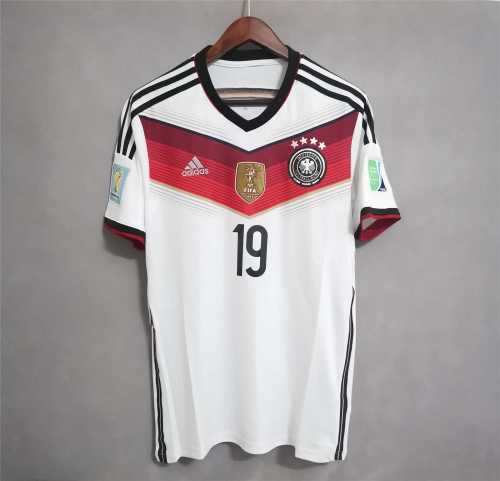 with Front Patch+World Cup Patch Retro Jersey 2014 Germany GOTZE 19 Home Soccer Jersey