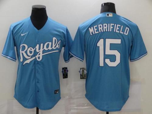 Royals 15 Whit Merrifield Light Blue 2020 Cool Base Jersey