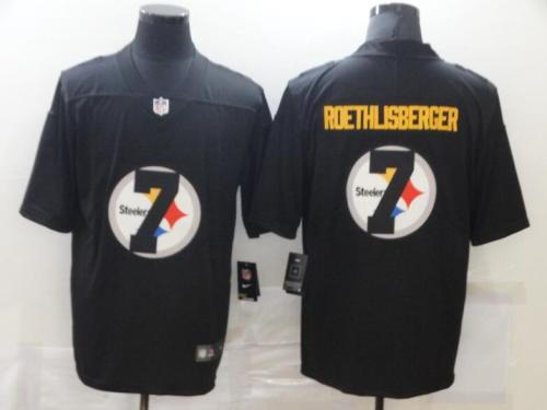 Pittsburgh Steelers 7 ROETHLISBERGER Black Shadow Logo Limited Jersey