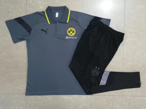 2023-2024 BVB Grey Soccer Polo and Pants