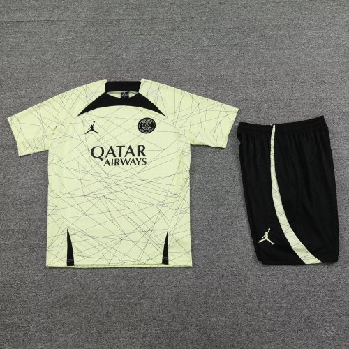 Adult Uniform 2023-2024 PSG Yellow Soccer Training Jersey and Shorts