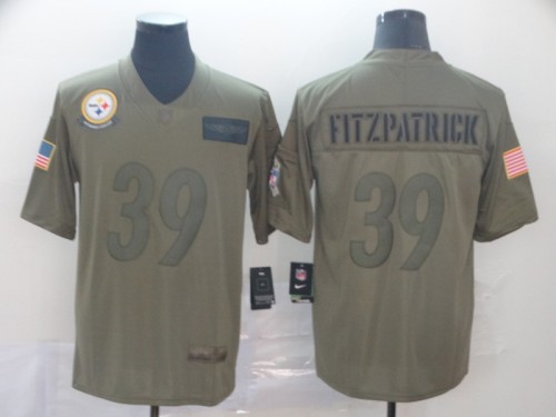 Pittsburgh Steelers 39 FITZPATRICK 2019 Olive Salute To Service Limited Jersey