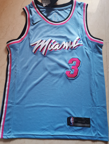 Miami Heat 3 WADE Blue NBA Jersey