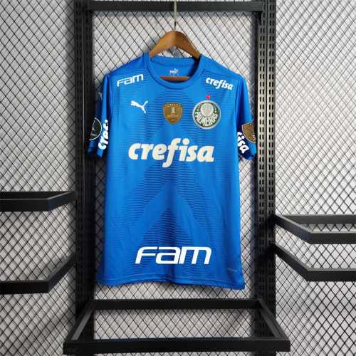 with All Patches+All Sponor Logos Fans Version 2022-2023 Palmeiras Goalkeeper Blue Soccer Jersey