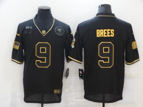 Saints 9 Drew Brees Black Gold 2020 Salute To Service Limited Jersey