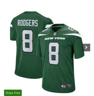 New York Jets Aaron Rodgers Green Game Jersey