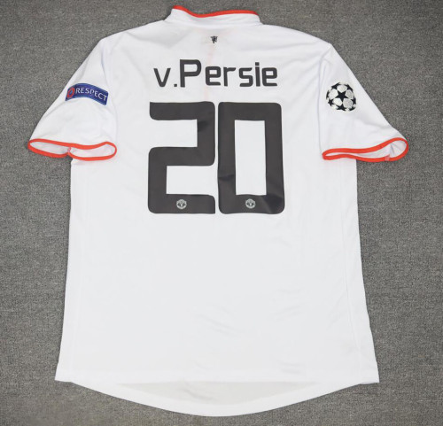 with UCL Patch Retro Jersey 2012-2013 Manchester United 20 v. Persie Away White Soccer Jersey