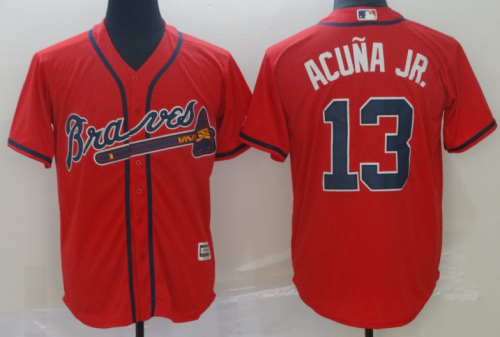 2019 Atlanta Braves# 13 ACUNA JR. Red MLB Jersey