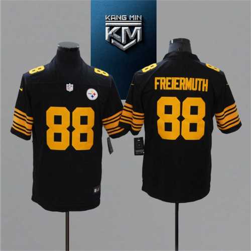2021 Steelers 88 FREIERMUTH Black NFL Jersey S-XXL Yellow Font