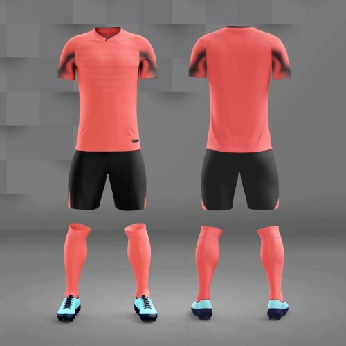 M8608 Fluorescent Orange Tracking Suit Adult Uniform Soccer Jersey Shorts