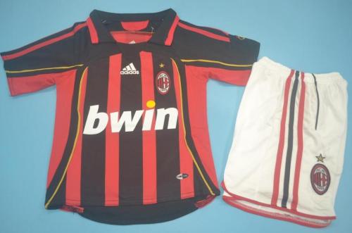 Adult Uniform Retro Jersey 2006-2007 AC Milan Home Soccer Jersey Shorts
