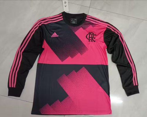 Long Sleeve 2023-2024 Flamengo Pink/Black Soccer Jersey