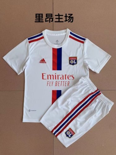 Adult Uniform 2022-2023 Olympique Lyonnais Home Soccer Jersey Shorts