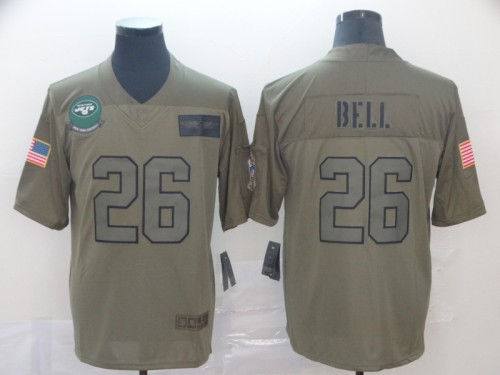 New York Jets 26 Le'Veon Bell 2019 Olive Salute To Service Limited Jersey