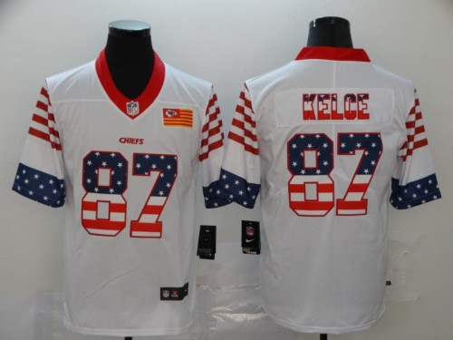 Kansas City Chiefs 97 KELCE White USA Flag Fashion Limited Jersey