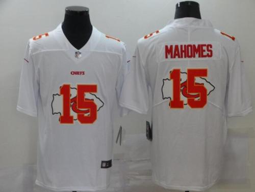 Chiefs 15 Patrick Mahomes White Shadow Logo Limited Jersey