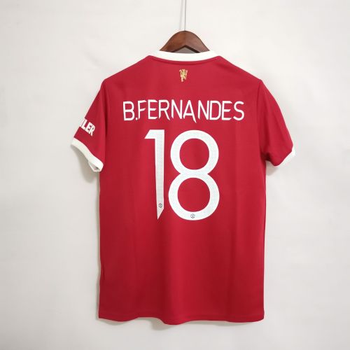 with UCL Patch Fans Version 2021-2022 Manchester United B.FERNANDES 18 Home Soccer Jersey