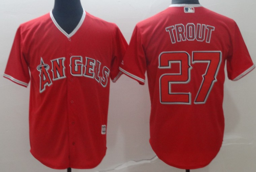 2019 Los Angeles Angels of Anaheim # 27 TROUT Red  MLB Jersey