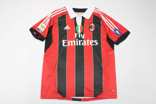 with Scudetto+Serie A+Trophy 7 Patch Retro AC Shirt 2012-2013 AC Milan Vintage Home Soccer Jersey