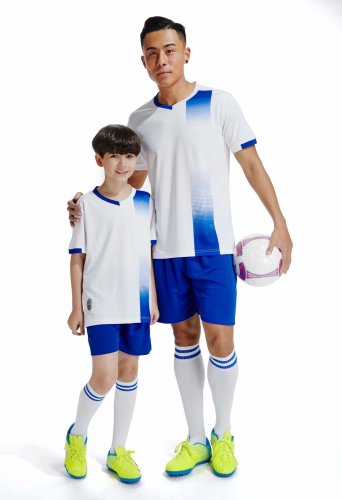 D8817 White Youth Set Adult Uniform Blank Soccer Training Jersey Shorts