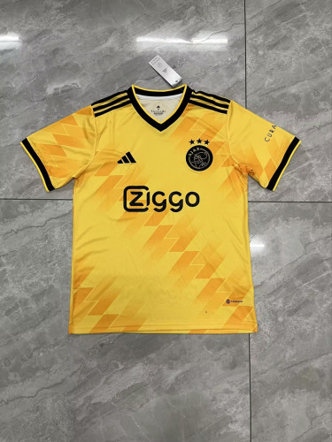2023-2024 Fans Version Aajx Away Yellow Soccer Jersey