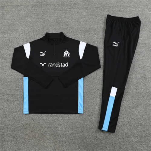 2023-2024 Marseille Black Soccer Training Sweater and Pants