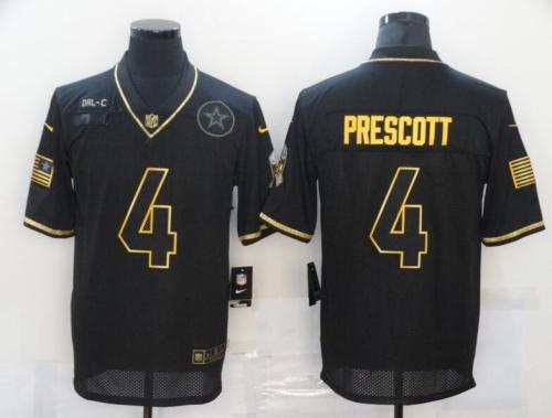 Cowboys 4 Dak Prescott Black Gold 2020 Salute To Service Limited Jersey