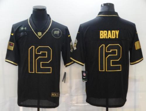Buccaneers 12 Tom Brady Black Gold 2020 Salute To Service Limited Jersey