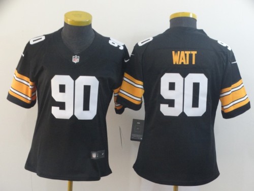 Women Pittsburgh Steelers 90 T.J. Watt Black Vapor Untouchable Limited Jersey
