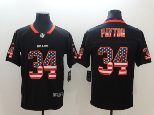 Chicago Bears #34 PAYTON Black with National Flag Letters NFL Jersey