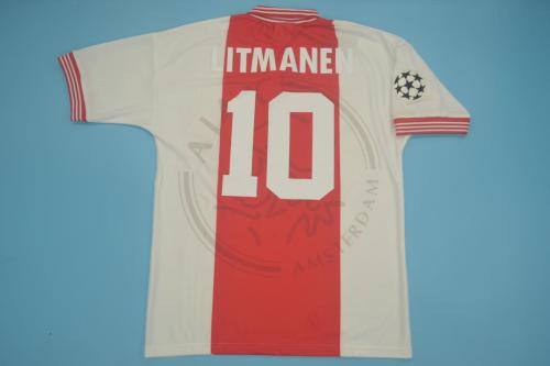 with UCL Patch Retro Jersey 1995-1996 Ajax 10 LITMANEN Home soccer Jersey