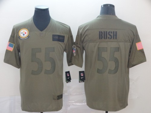 Pittsburgh Steelers 55 BUSH 2019 Olive Salute To Service Limited Jersey