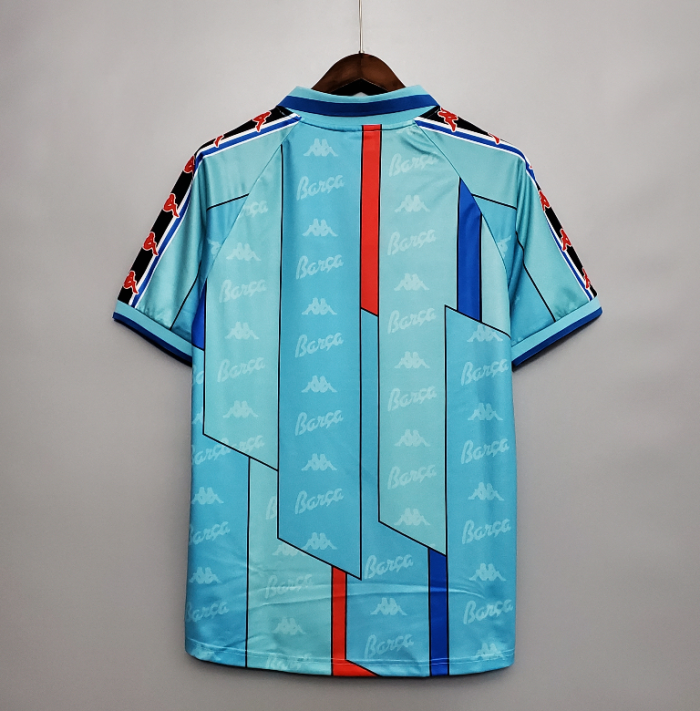 Retro Jersey 1996-1997 Barcelona Away Blue Soccer Jersey Vintage Football Shirt